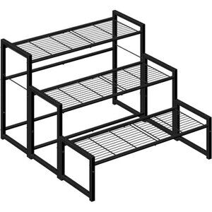 Simple Trending 3 Tier Metal Plant Stand Outdoor Indoor Waterproof, Stackable